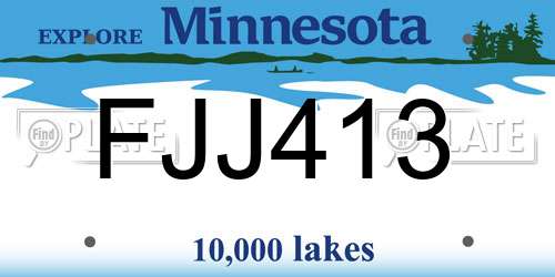 FJJ413 Minnesota License Plate