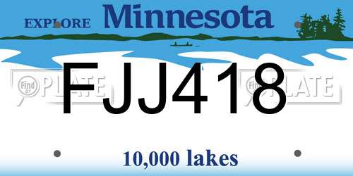 FJJ418 Minnesota License Plate