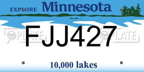 FJJ427 Minnesota License Plate