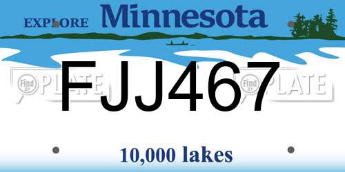 FJJ467 Minnesota License Plate