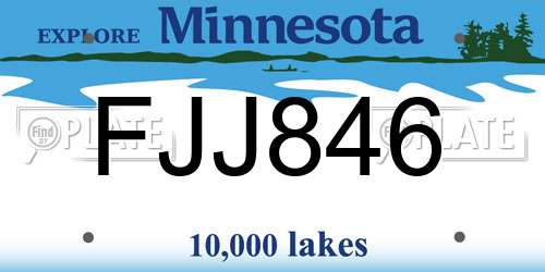 FJJ846 Minnesota License Plate