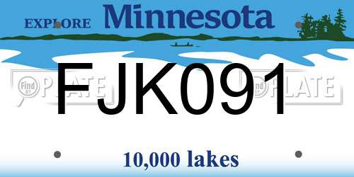 FJK091 Minnesota License Plate