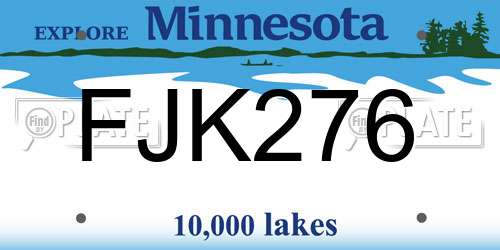 FJK276 Minnesota License Plate