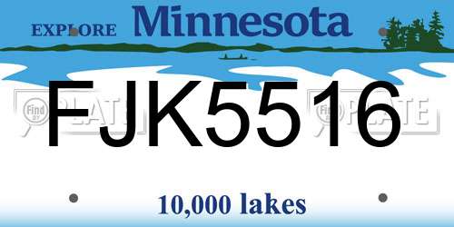 FJK5516 Minnesota License Plate