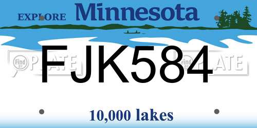 FJK584 Minnesota License Plate