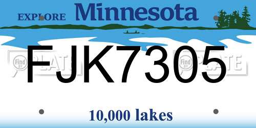 FJK7305 Minnesota License Plate