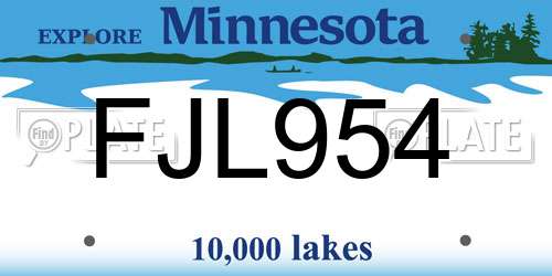 FJL954 Minnesota License Plate