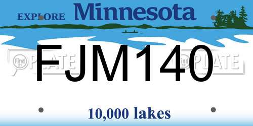 FJM140 Minnesota License Plate
