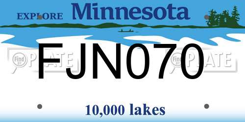FJN070 Minnesota License Plate