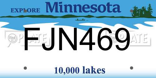 FJN469 Minnesota License Plate