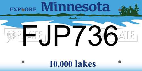 FJP736 Minnesota License Plate