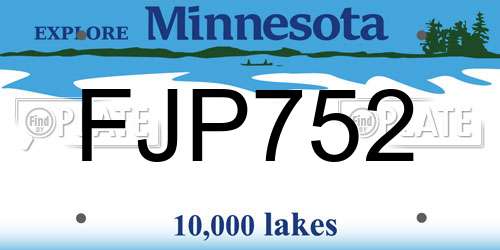 FJP752 Minnesota License Plate