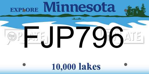 FJP796 Minnesota License Plate