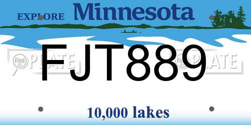 FJT889 Minnesota License Plate