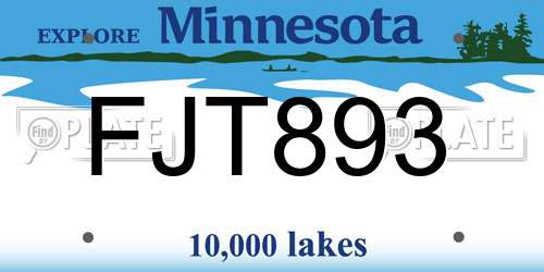 FJT893 Minnesota License Plate