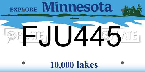 FJU445 Minnesota License Plate