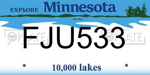 FJU533 Minnesota License Plate