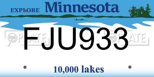 FJU933 Minnesota License Plate