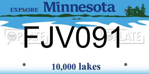 FJV091 Minnesota License Plate