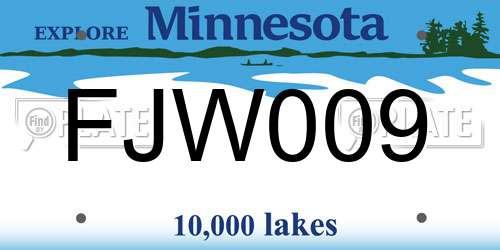 FJW009 Minnesota License Plate