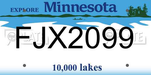 FJX2099 Minnesota License Plate