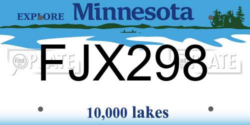 FJX298 Minnesota License Plate