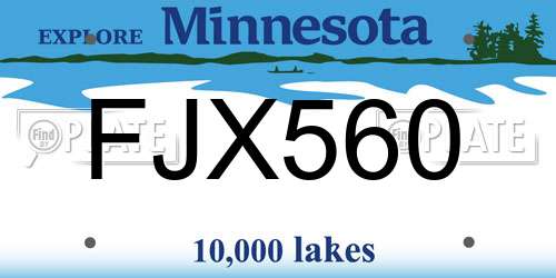 FJX560 Minnesota License Plate