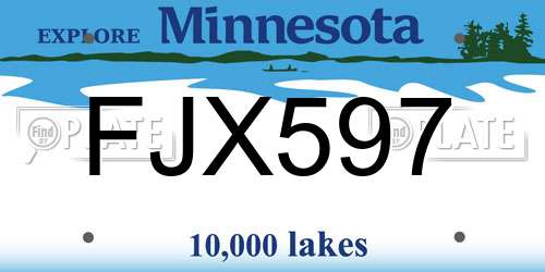 FJX597 Minnesota License Plate