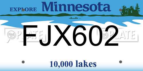 FJX602 Minnesota License Plate