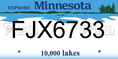 FJX6733 Minnesota License Plate