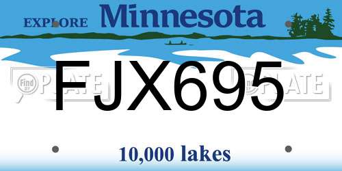 FJX695 Minnesota License Plate