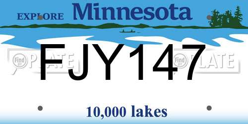 FJY147 Minnesota License Plate