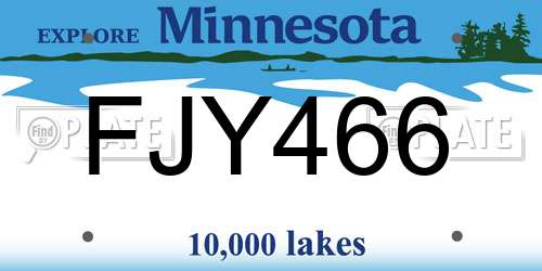 FJY466 Minnesota License Plate
