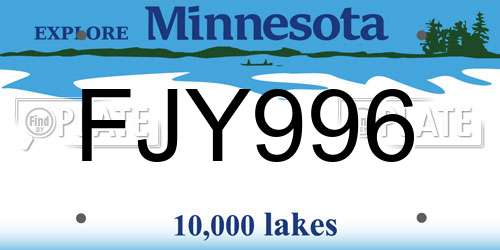 FJY996 Minnesota License Plate