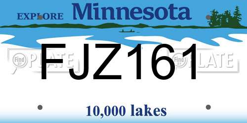 FJZ161 Minnesota License Plate