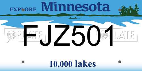 FJZ501 Minnesota License Plate