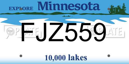 FJZ559 Minnesota License Plate