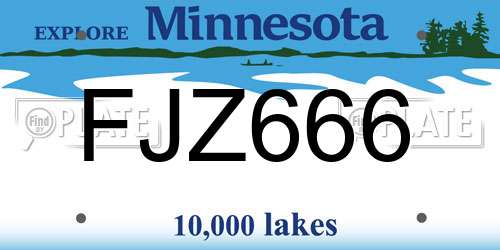 FJZ666 Minnesota License Plate