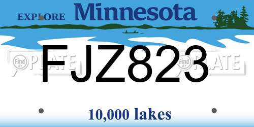 FJZ823 Minnesota License Plate