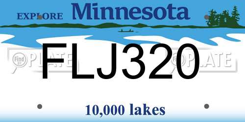 FLJ320 Minnesota License Plate