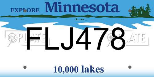 FLJ478 Minnesota License Plate