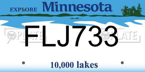 FLJ733 Minnesota License Plate