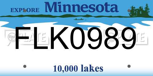 FLK0989 Minnesota License Plate