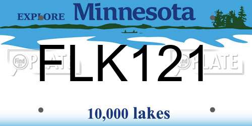FLK121 Minnesota License Plate