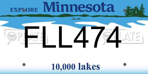 FLL474 Minnesota License Plate