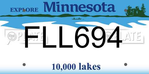 FLL694 Minnesota License Plate