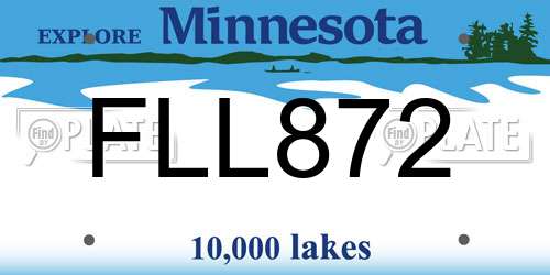 FLL872 Minnesota License Plate
