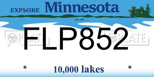 FLP852 Minnesota License Plate