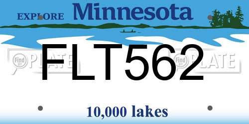 FLT562 Minnesota License Plate