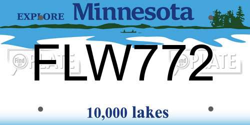 FLW772 Minnesota License Plate